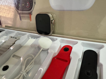 Crown S10 10+ 1 Smart Watch - with 7 Straps, 1 Free Airpods, 1 Wireless Charger, 1 Airpods Charger