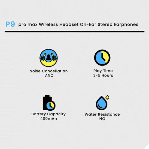 P9 Pro Max Tws Wireless Bluetooth-compatible Headphones With Mic Noise Canceling Stereo Hi-fi Gaming Headset